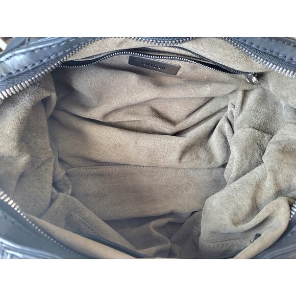 Joy Gryson SKYE Italy Handbag Tote Convertible Black Leather Nylon - Picture 12 of 15